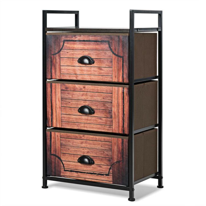 Hivago Industrial 3-Layers Fabric Dresser with Fabric Drawers and Steel Frame