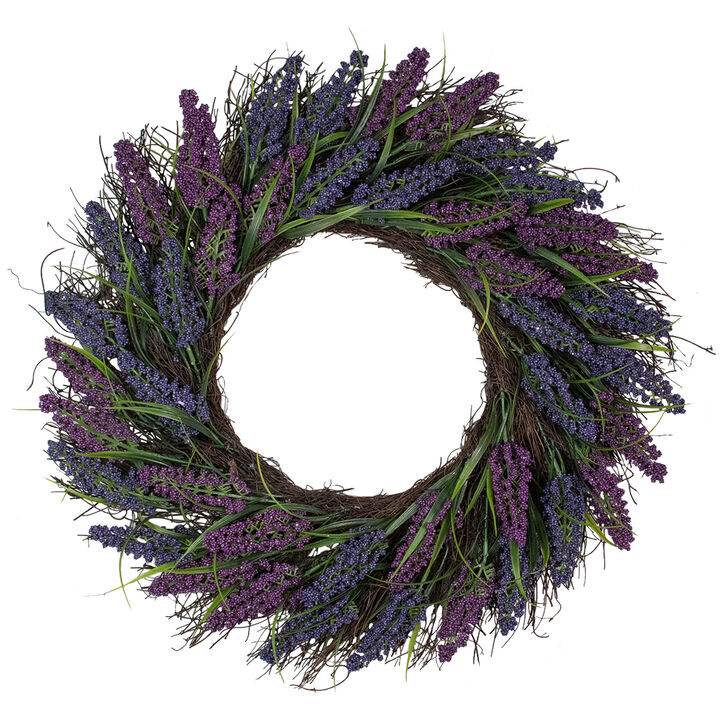 Lavender Spiral Vine Wreath  22-Inch  Unlit