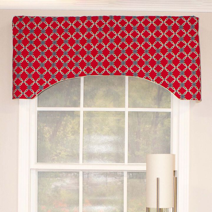 Andromeda Geometric Arch 3" Rod Pocket Valance 50" x 17" Red by RLF Home