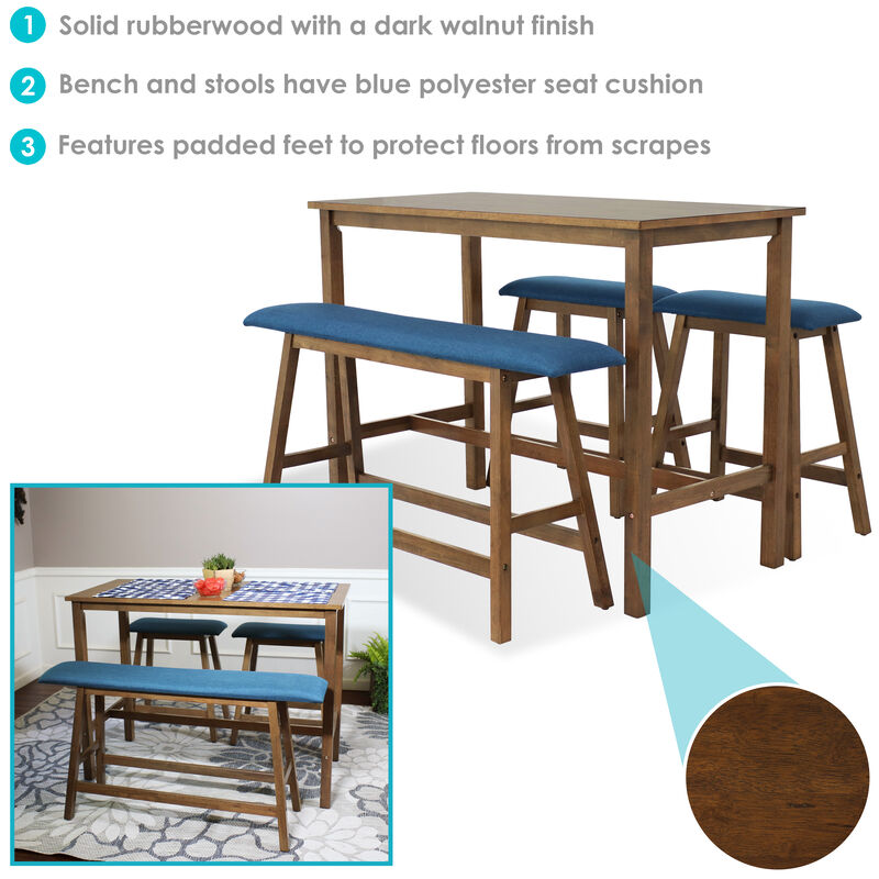 Sunnydaze Arnold 4-Piece Wooden Counter-Height Dining Set - Weathered Oak