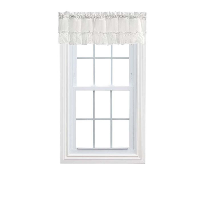 Ellis Stacey 1.5" Rod Pocket High Quality Fabric Solid Color Window Ruffled Filler Valance 54"x13" Ice Cream