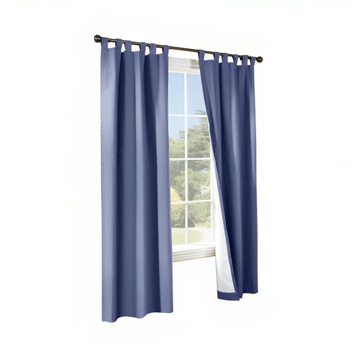 Commonwealth Thermalogic Weather Insulated Cotton Fabric Tab Panels Pair - 40x84" - Blue
