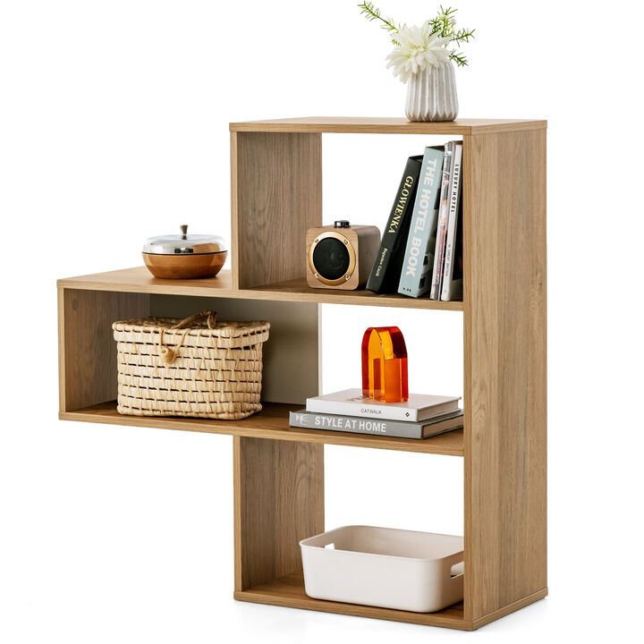 Convex Bookshelf 3-Shelf Open Bookcase Room Organizer with Anti-Toppling Device