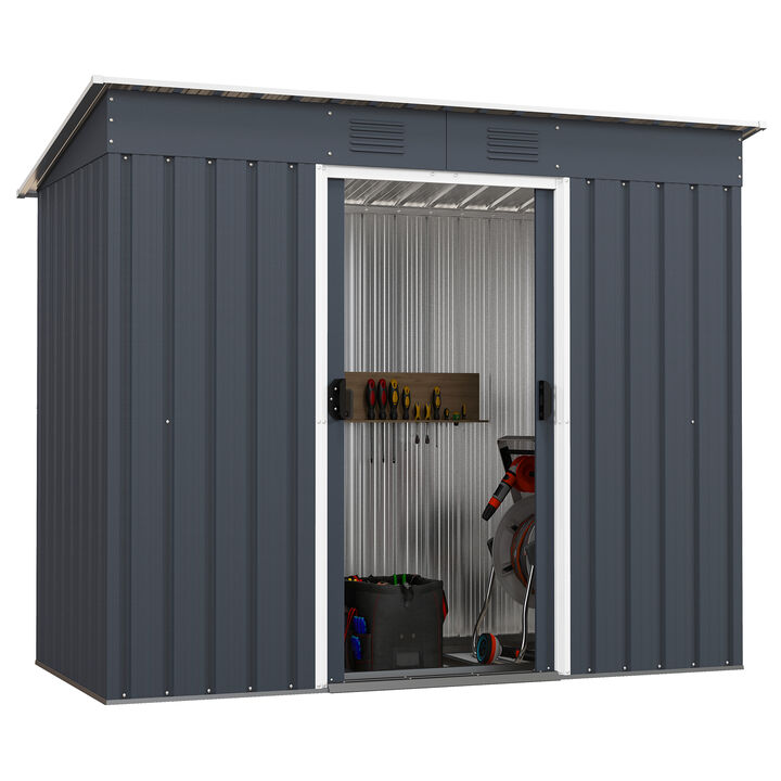 Outside Garden Storage Shed Tool House with Ground Foundation Frame