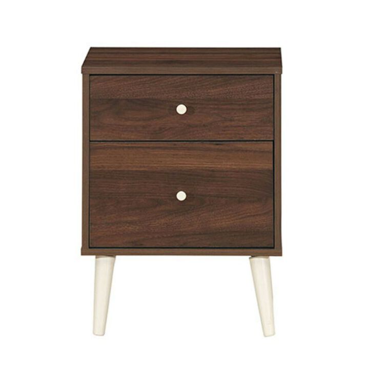 Hivago 2-Drawer Nightstand Beside End Side Table with Rubber Legs