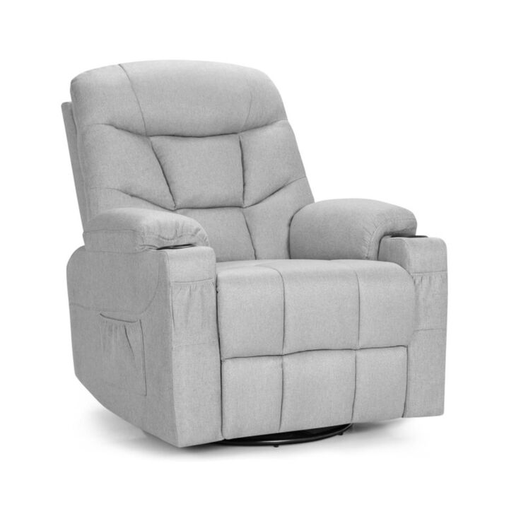Hivvago Massage Rocking Recliner Chair with Heat and Vibration-Gray
