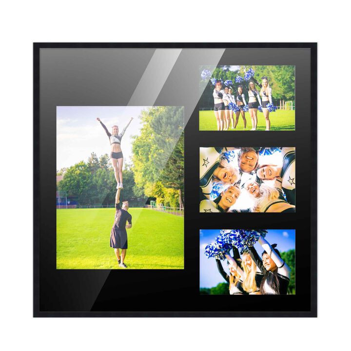 14.5x16 Wood Collage Frame with a Black Mat for 8x10 & 4x6 Pictures
