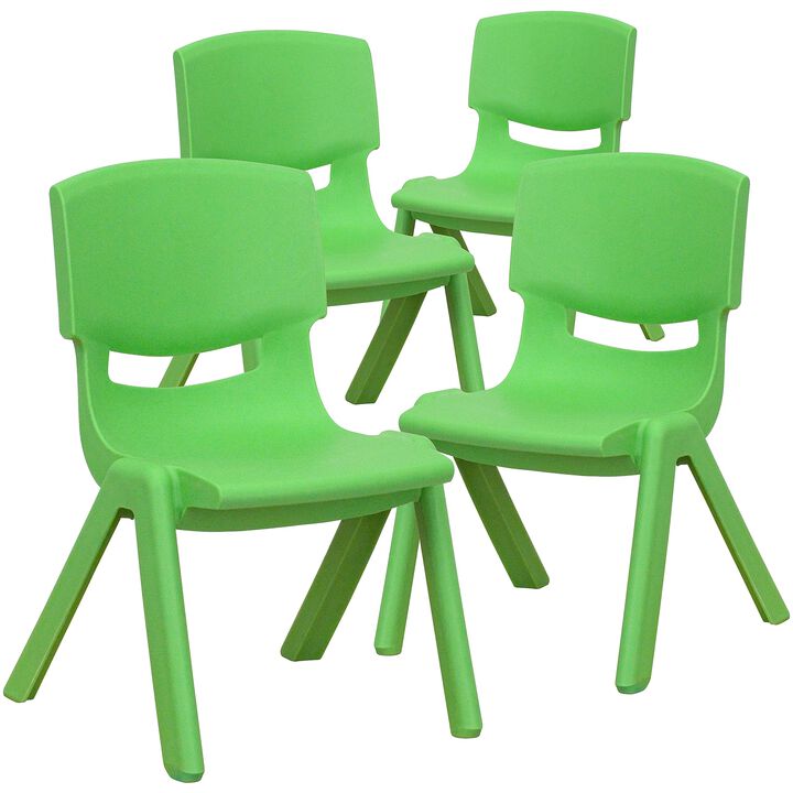 Flash Furniture Whitney 4 Pack Green Plastic Stackable School Chair with 10.5'' Seat Height