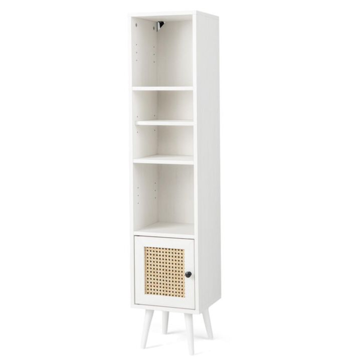Hivvago 4 Tiers Rattan Storage Cabinet with Slim Design