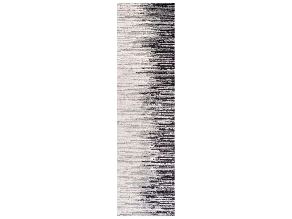 Linear Modern Half-Stripe Blue/Cream 8 ft. x 10 ft. Area Rug