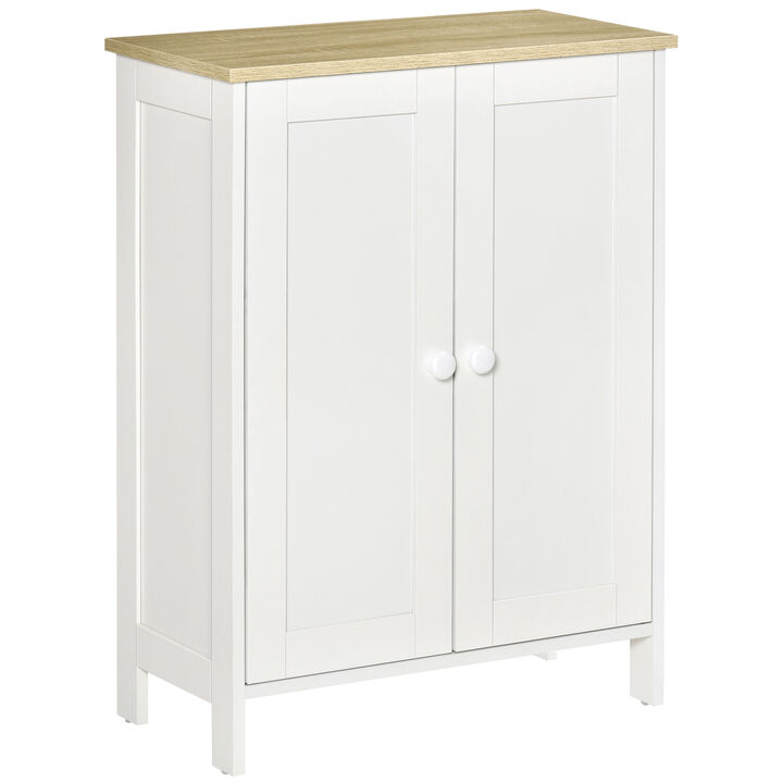 HOMCOM Storage Cabinet, Double Door Cupboard with 2 Adjustable Shelves, for Living Room, Bedroom, or Hallway, White