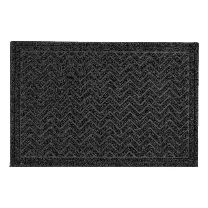 24"X35" Large Chevron Coir Doormat, Black