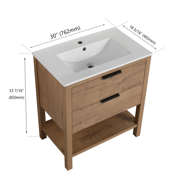 30 Inch Bathroom Vanity Plywood With 2 Drawers-BVB01030IMO-BL9075B