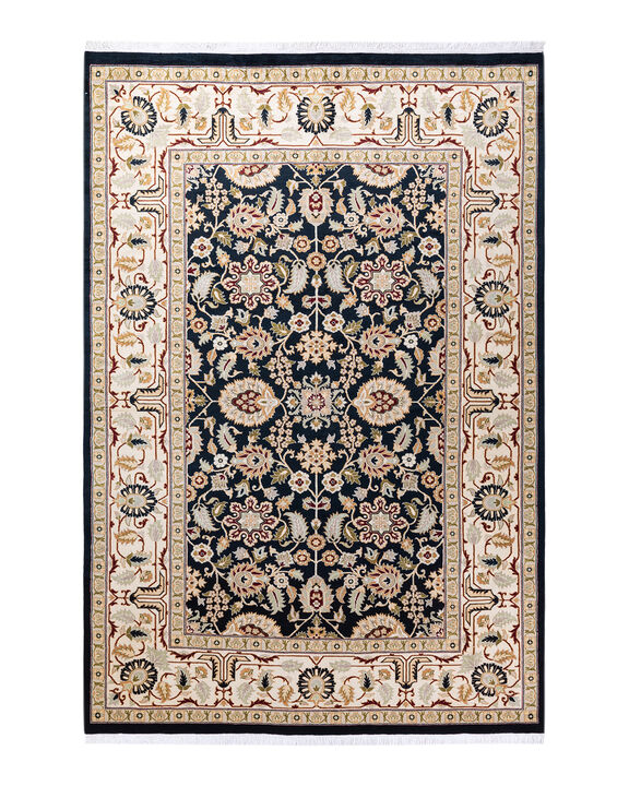 Eclectic, One-of-a-Kind Hand-Knotted Area Rug  - Black, 6' 1" x 9' 0"