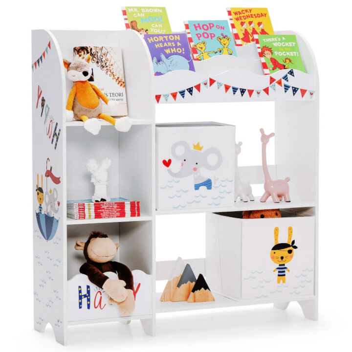 Hivvago Wooden Children Storage Cabinet with Storage Bins