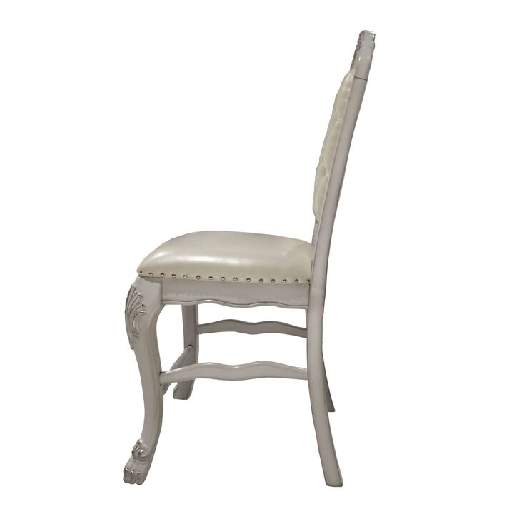 Dresden Counter Height Chair (Set-2) in PU & Bone White Finish DN