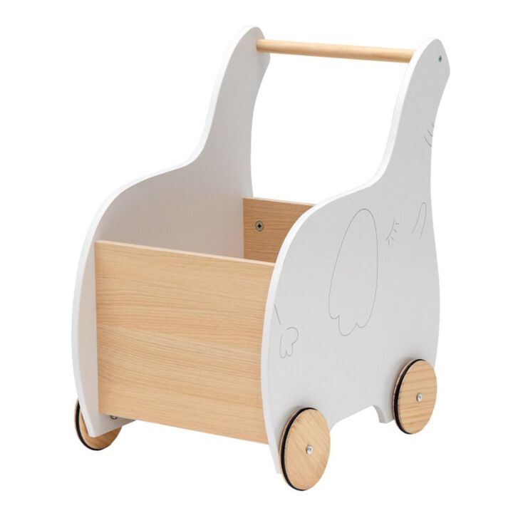 Hivvago Kids Wooden Shopping Cart with Rubber Wheels