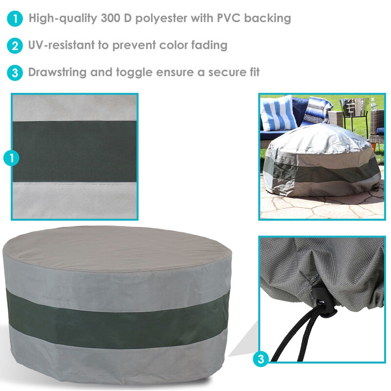 Sunnydaze 2-Tone Polyester Round Outdoor Fire Pit Cover - Gray/Green