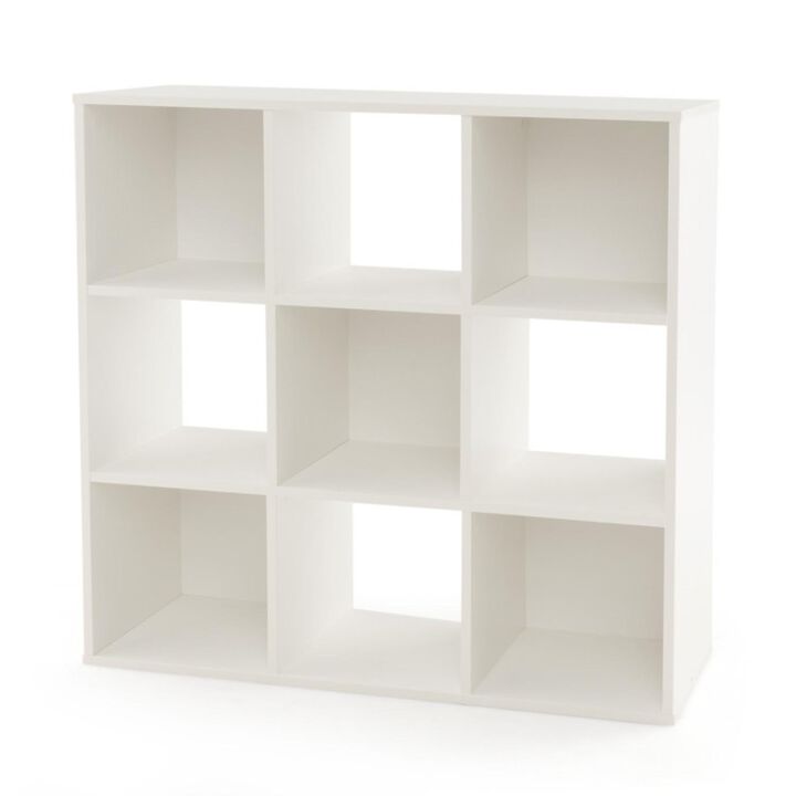 Hivvago Wooden Kids Bookcase with Storage Cubbies and Anti-toppling Devices-White
