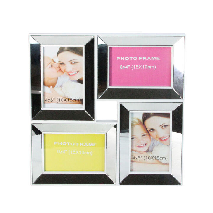 14.25" Silver Square Collage Glass Encased Picture Frame