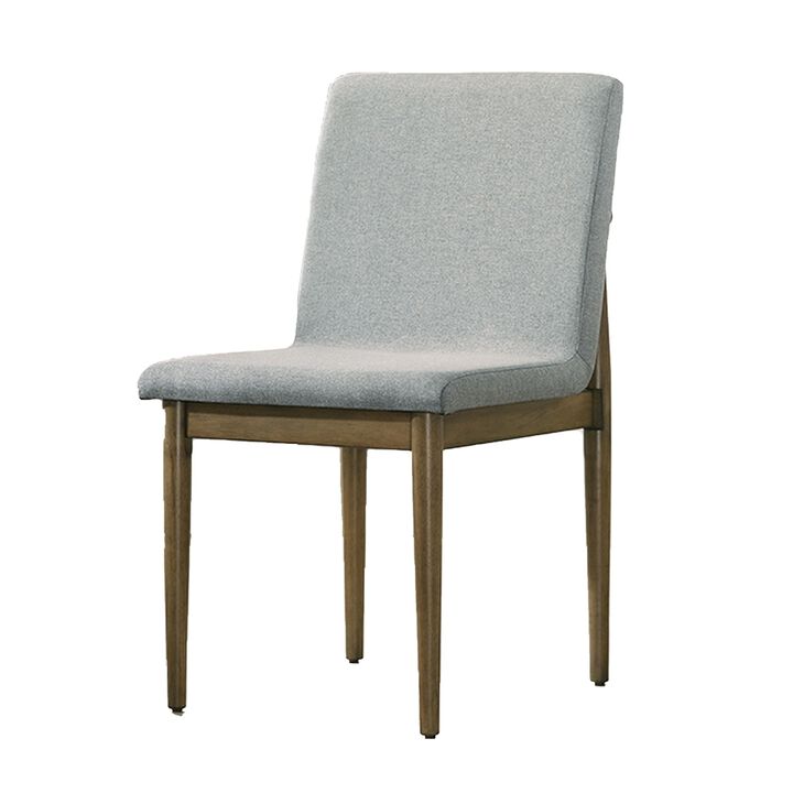 19 Inch Dining Chair, Set of 2, Gray Fabric, Parson Style, Cushioned Seat-Benzara