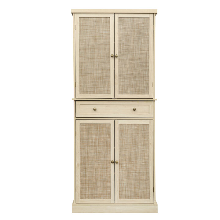 4 Door Cabinet with 1 Drawer, with 4 Adjustable Inner Shelves, Storage Cabinet