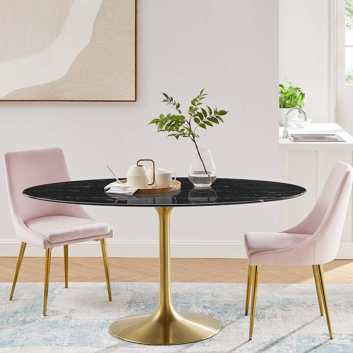 Modway - Lippa 60" Oval Artificial Marble Dining Table Gold Black