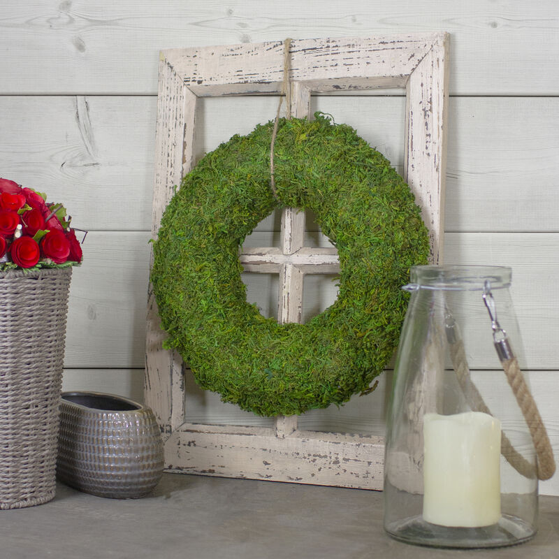 13.7" Reindeer Moss Artificial Floral Spring Wreath - Unlit