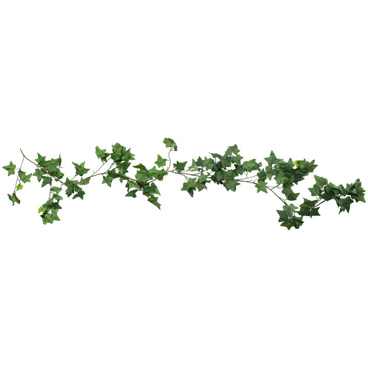 6' Lush Green and Brown Needle Point Ivy Leaf Artificial Garland