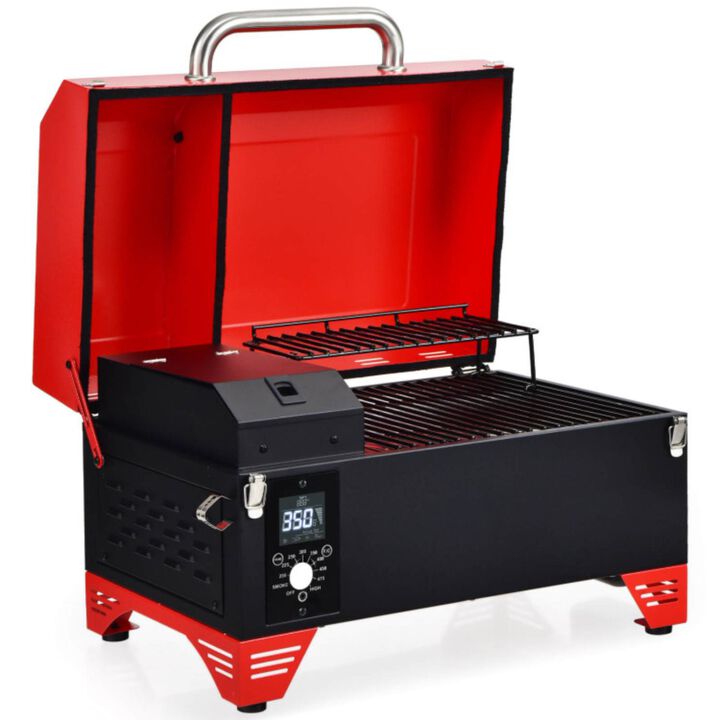 Hivvago Outdoor Portable Tabletop Pellet Grill and Smoker with Digital Control System for BBQ