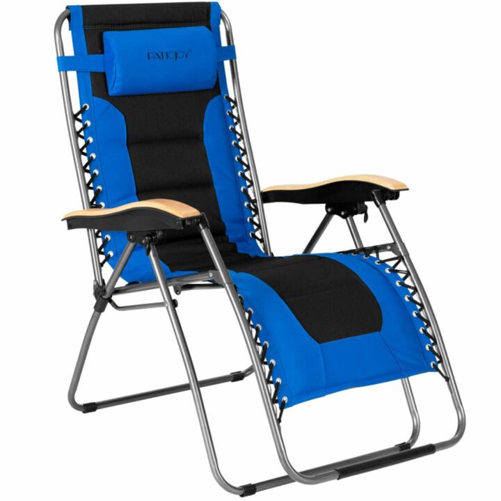 Hivvago Oversize Folding Adjustable Padded Zero Gravity Lounge Chair