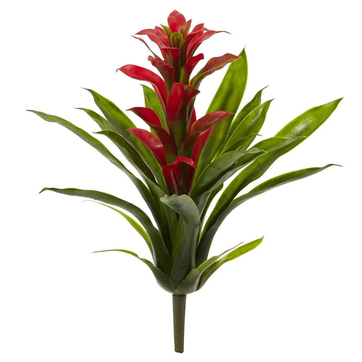 Nearly Natural 15-in Bromeliad Artificial Flower (Set of 4)