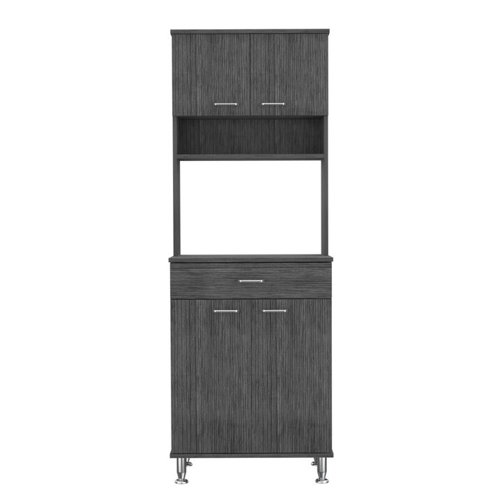 Santa Maria 1-Drawer 1-Shelf Area Pantry with Adjustable Metal Legs Smokey Oak