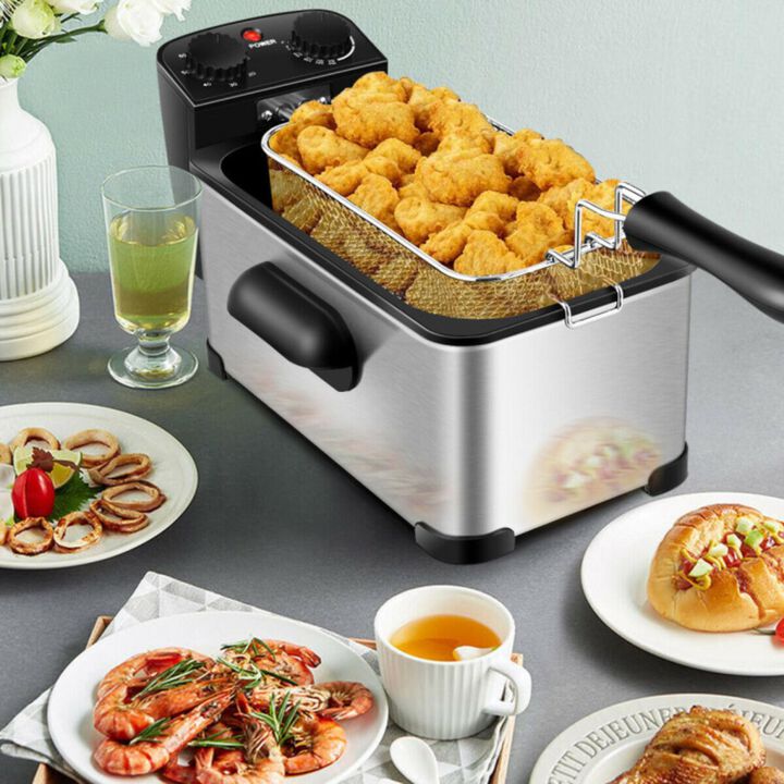 Hivvago 3.2 Quart Electric Stainless Steel Deep Fryer with Timer
