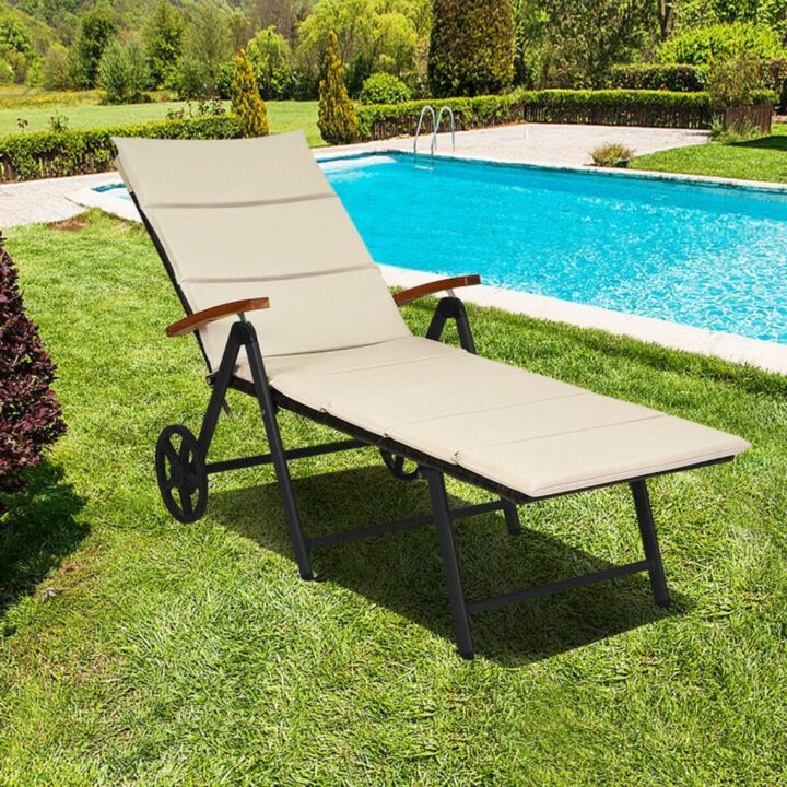 Outdoor Chaise Lounge Chair Rattan Lounger Recliner Chair