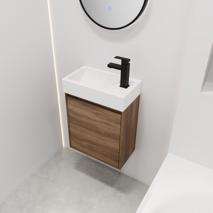 18 Inch Floating Small Bathroom Vanity With Single Sink, Suitable For Small Bathroom-BVB03018BRE