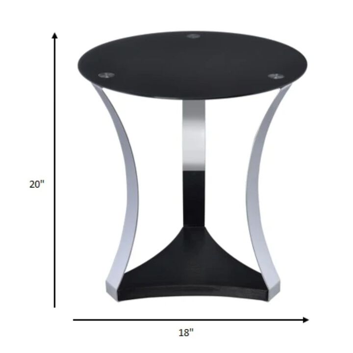 Homezia 18" X 18" X 20" Black Glass  Chrome End Table