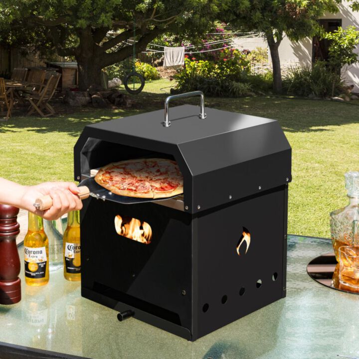 Hivvago 4-in-1 Outdoor Portable Pizza Oven with 12 Inch Pizza Stone