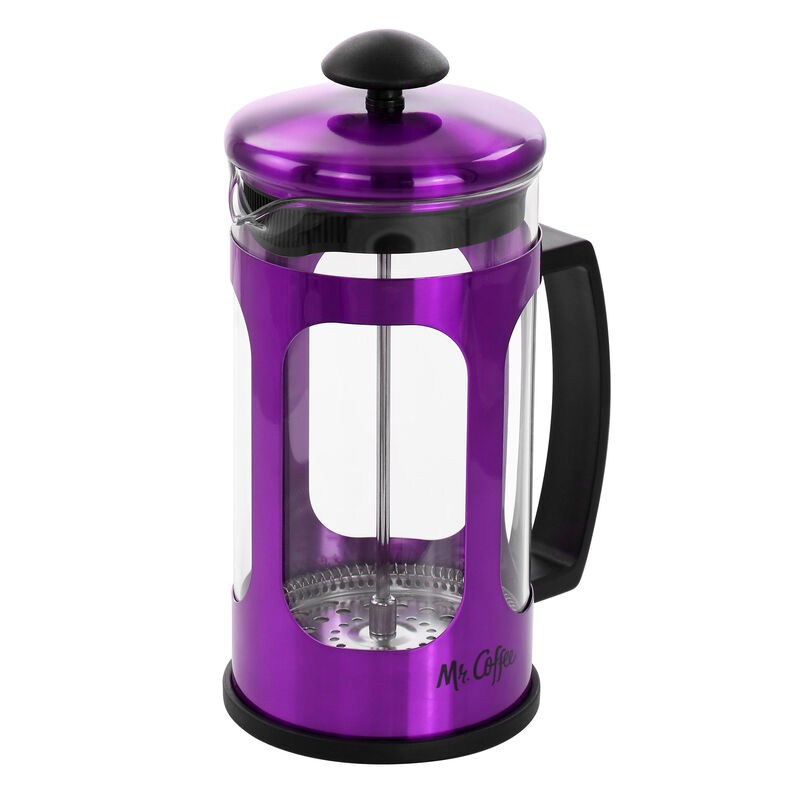 Mr. Coffee 30oz Glass and Stainless Steel French Coffee Press in Purple