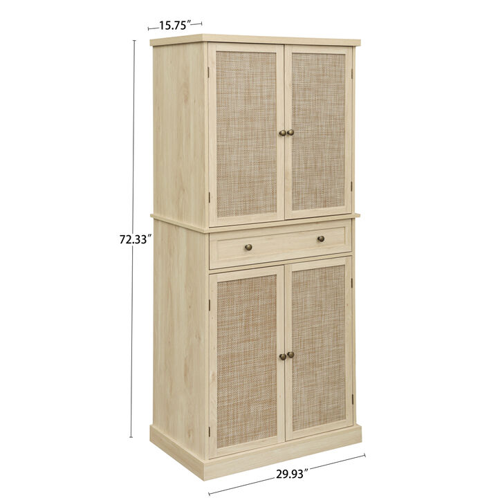 4 Door Cabinet with 1 Drawer, with 4 Adjustable Inner Shelves, Storage Cabinet