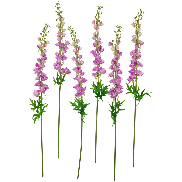 Set of 6 Magenta Pink Delphinium Artificial Floral Stems  40"