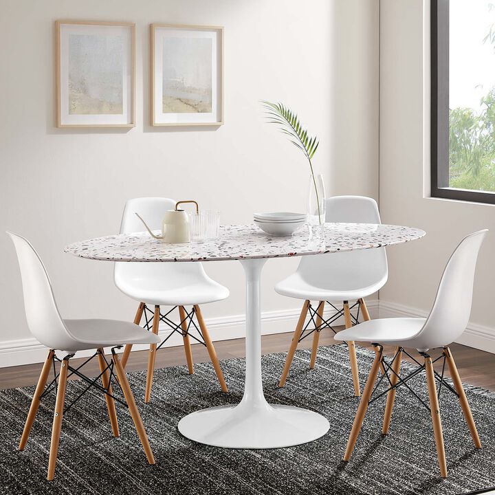 Modway - Lippa 60" Oval Terrazzo Dining Table White White
