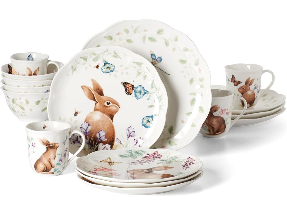 Lenox Butterfly Meadow Bunny 16Pc Dinnerware Set