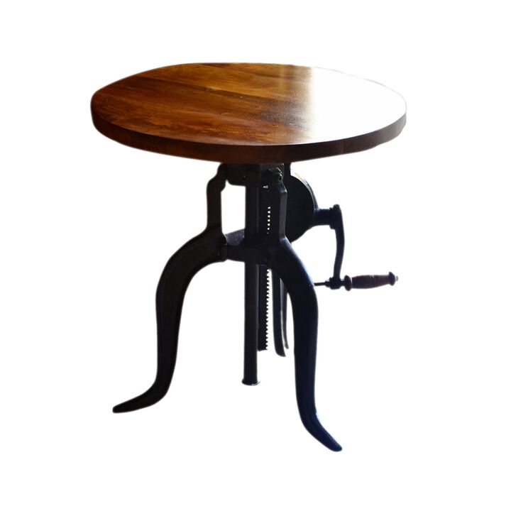 Homezia 19" Black And Chestnut Solid Wood Round End Table