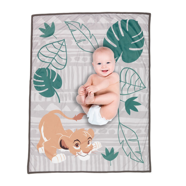 Lambs & Ivy THE LION KING Picture Perfect Baby Blanket - Beige, Green, Jungle