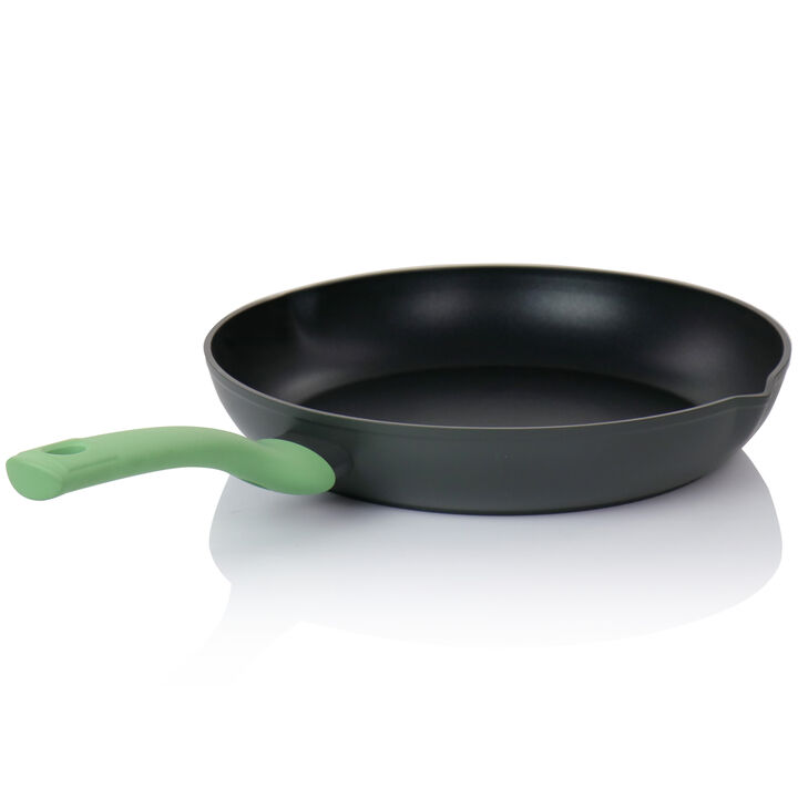 Oster Rigby 12 Inch Aluminum Nonstick Frying Pan in Green with Pouring Spouts