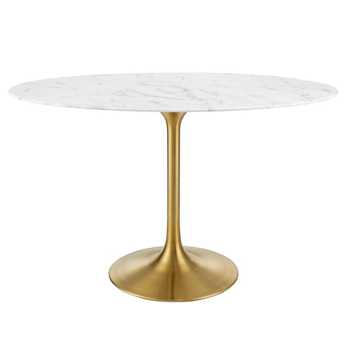 Modway - Lippa 48" Oval Artificial Marble Dining Table Gold White