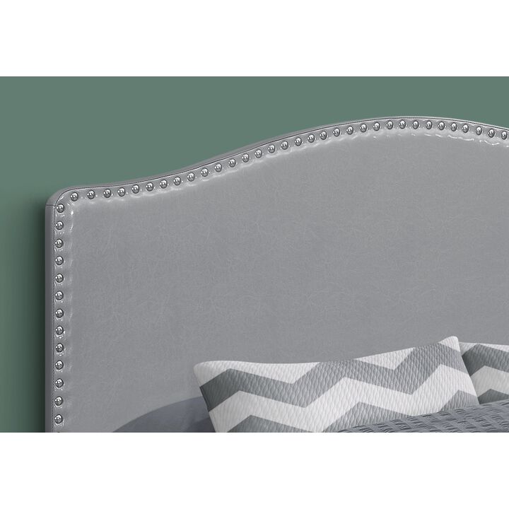 Bed, Headboard Only, Queen Size, Bedroom, Upholstered, Pu Leather Look, Grey, Transitional