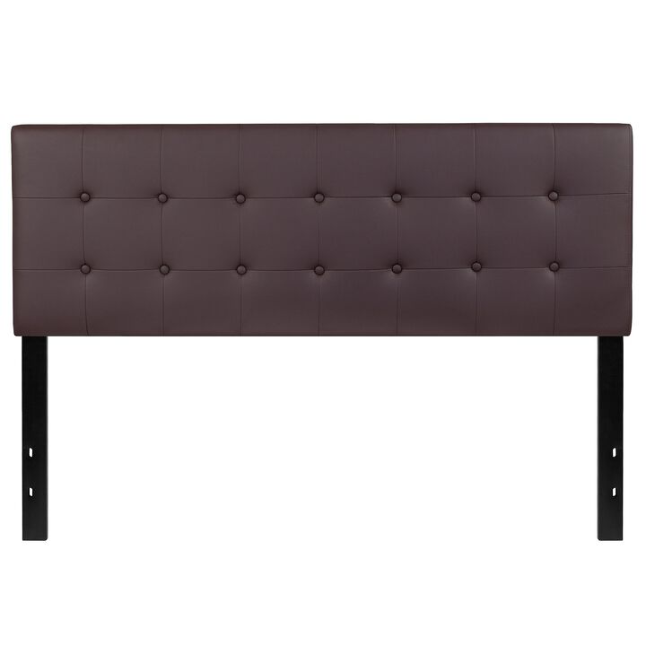 Flash Furniture Lennox Tufted Upholstered Queen Size Headboard in Brown Vinyl