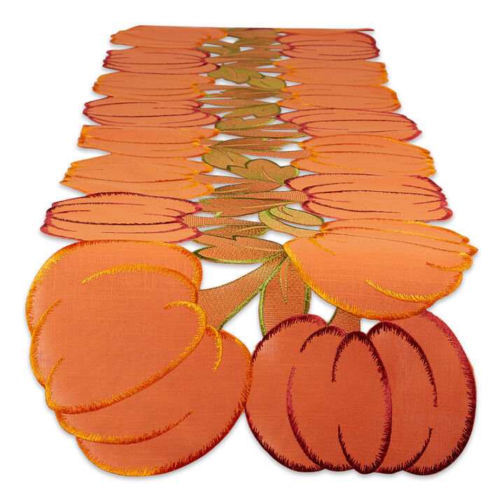 108" Orange Embroidered Pumpkins Table Runner